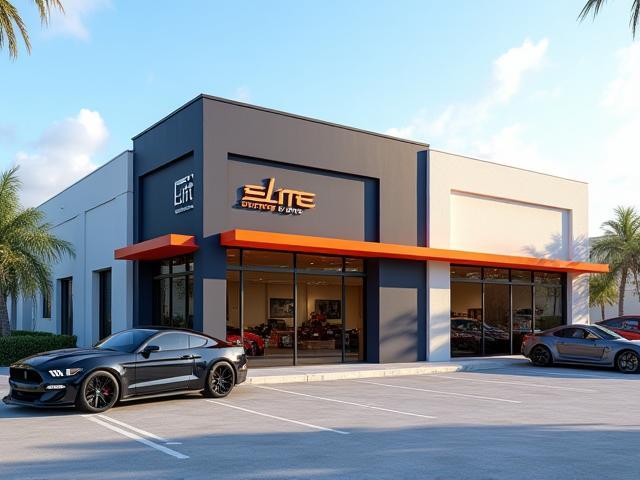 Exterior view of Elite Custom Auto shop at 1402 10th Ct, West Palm Beach