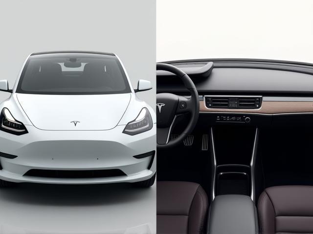 Before and after of 2021 Tesla Model 3 with exterior detailing and interior customization.